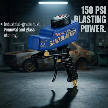 LE LEMATEC Sand Blaster Gun Kit for Air Compressor, Pistola de Arena - style: Ceramic Nozzle Blue