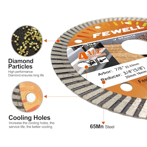 FEWELL 4.5Inch Diamond Saw Blade,Super Thin Ceramic Saw Blade (3 Packs) - size: 4.5"