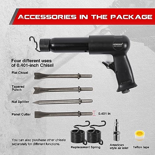 UW-AH250 Long Barrel Air Hammer Kit with Quick Change Retainer and 4 Chisels, 3-5/8 Inch Stroke, 2200 BPM, Light weight (AH250P - Long Barrel) - style: UW-AH250 Long Barrel