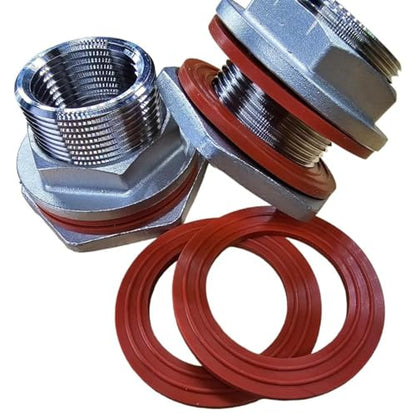 1" NPT SS304 Heavy Duty EZ Seal Weldless Bulkhead w/BUNA-N Gaskets - size: 1"-Heavy Duty - BUNA N, style: Pack of 1
