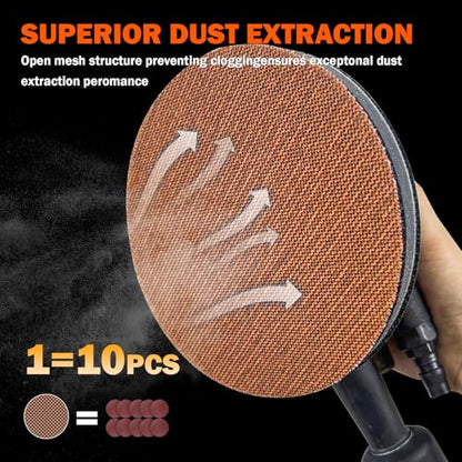 6 Inch Mesh Sanding Discs 50 PCS, 80/120/180/240/320 Grit Assortment, Dust Free Hook and Loop Sanding Discs, Anti-Clogging Sandpaper for Random Orbital Sander, Angle Grinder, Wood Metal Sanding - style: 60-240