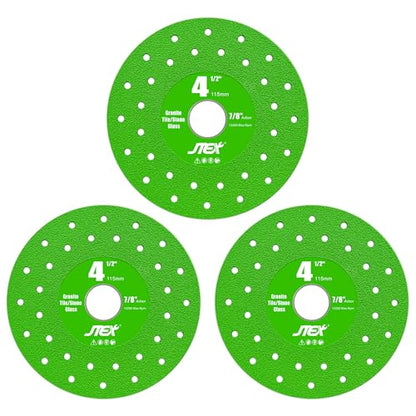 JTEX 4-1/2" Rock Slab Grinding Disc for Angle Grinder, 7/8" Arbor, Ultra-Thin Versatile for Rock, Tile, Marble, Granite, Porcelain, Masonry, Glass (3-Pack)