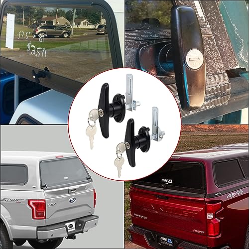 Keyed-Alike Locking T-Handle Kit for Truck Camper Shell/Cap & Topper - Black T-Handle Lock Set with Door Compatibility (Left) ﻿ - style: Matching Set(Left)