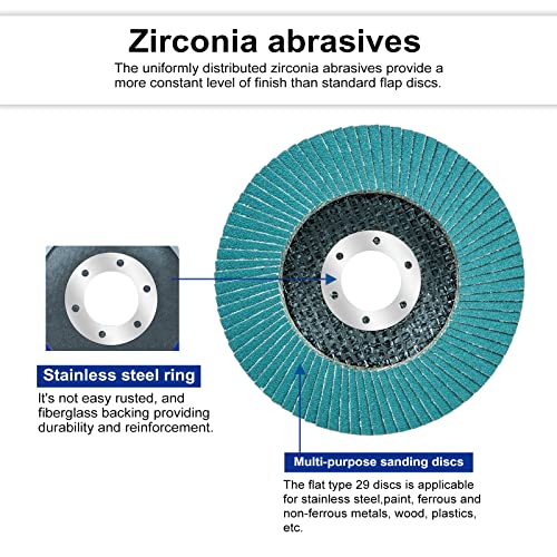 Sali 100 Pack Zirconia Flap Disc 120 Grit 4.5" x 7/8-Inch Sanding Disc Bevel Type #29 Premium and Industrial Grade Angle Grinder Grinding Wheel High Performance Edge Grinding - style: Grit120
