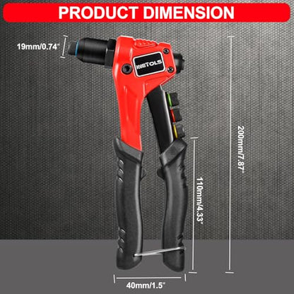 WETOLS Pop Rivet Gun Kit with 200 Blind Rivets,Upgraded Pop Rivet Tool Kit - size: 8"