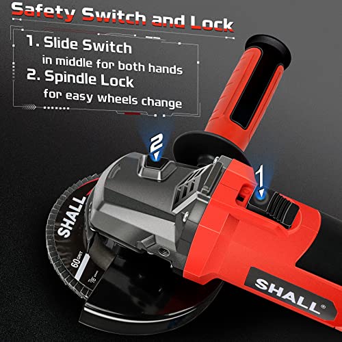 7.5Amp 4-1/2 Inch 12000 RPM Angle Grinder with 2 Guards, 3 Cutting Wheels, 3 Discs, Non-Slip Handle and Carbon Brush for Metal and Wood - size: Constant-Speed