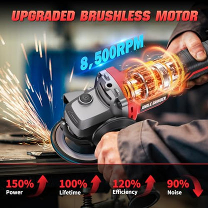 Angle Grinder 4-1/2 Inch Cordless Compatible with Milwaukee 18V/M18 Battery - color: Red