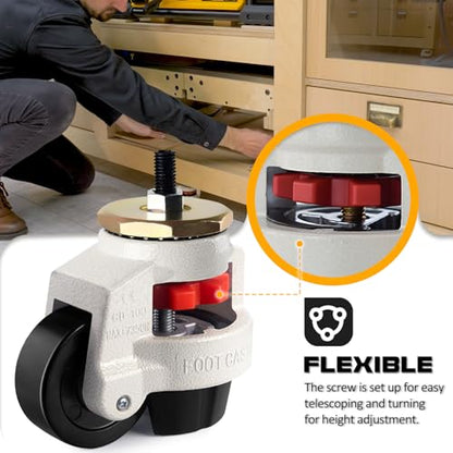 Retractable Leveling Machine Casters 4Pcs- 6600 lbs Per Set - size: 3 INCH
