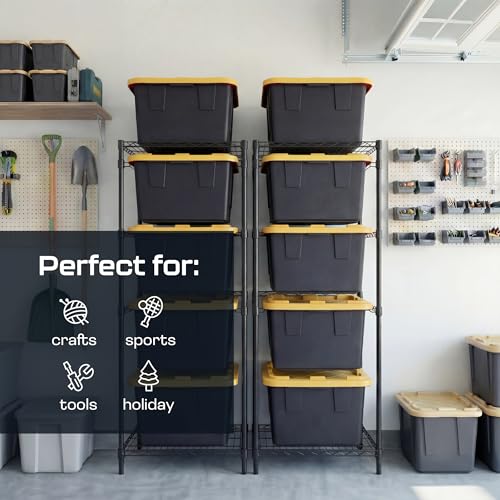 MonsterRAX 2-Pack 5-Tier NSF Bin Rack for 27-Gal Totes, Black - color: Black