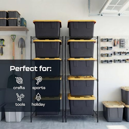 MonsterRAX 2-Pack 5-Tier NSF Bin Rack for 27-Gal Totes, Black - color: Black