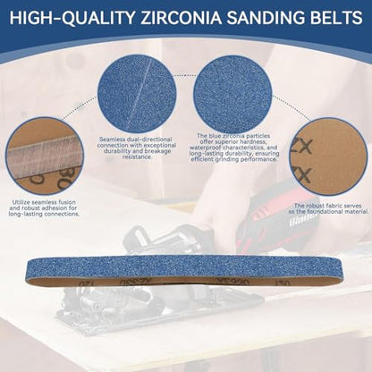 1x42 Inch Sanding Belts 12 Pcs 3 Grits Sizes (4 Each of 80/120/150 Grits) Heavy Duty Belt Sander Zirconia Belt Sander Paper for Wood, Metal, Stainless Steel, Cars, and Furniture - size: 1x42 inch