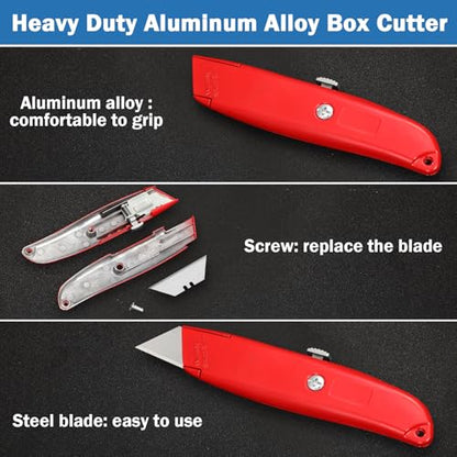 Reginary 30 Pcs Box Cutters Bulk, Utility Knives, Red - color: Red