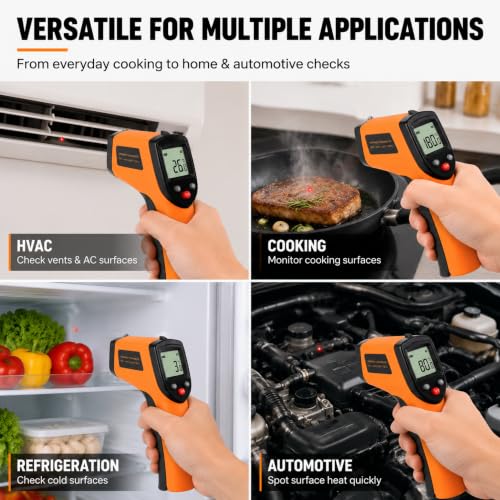 Air Temperature Gun, Non-Contact Infrared Thermometer -58~752F, Laser Type