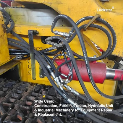 Luckstar 26711-08-08 48" Long 1/2" Hydraulic Hose Swivel Assembly, 2-Layer Steel Braided, EN853 SAE 100R2AT, Female JIC 37° x Female JIC 37°, 6525 PSI Working Pressure - size: 48" JIC Hose Assembly