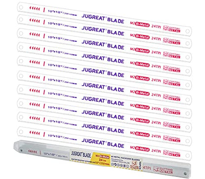 JUGREAT 10" Hacksaw Blades Replacement Bi-Metal Safe Flex, High Speed Steel - 24TPI (10 Pack) - size: 10"×24TPI 10PACK