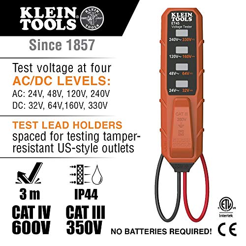 Klein Tools NCVT3PKIT Electrical Test Kit, Dual-Range Non-Contact Voltage Tester & RT250 GFCI Receptacle Tester with LCD Display, for Standard 3-Wire 120V Electrical Outlets - style: NCVT Kit + Receptacle Tester