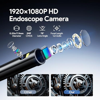 DEPSTECH Endoscope Camera with Light, Dual Lens Inspection Borescope 16.5FT - color: Black