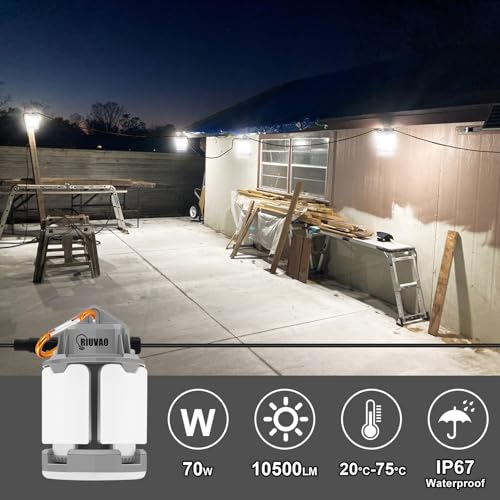 70w LED Temporary Work Light,10500Lm 5000K Super Bright Construction Lights 4 Adjustable Light Panels,Led Work Light IP67 Dust Waterproof with Hook Portable Linkable for Job Site Garage Lighting - size: 70 W