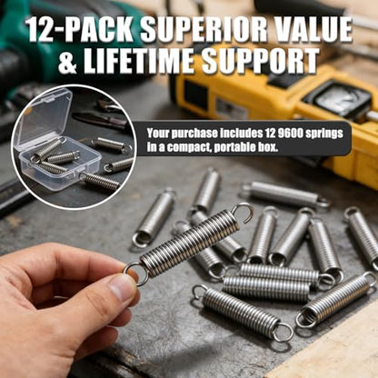 9600 Extension Springs Stainless Steel, 1/4" x 1-1/2" Hook Ends, 12-Pack