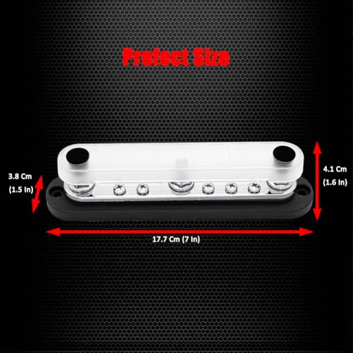 Ampper 3 x M8 Posts Power Distribution Block BusBar 10 M4 Screws, 7" Black - color: Black, size: 3M8+10M4