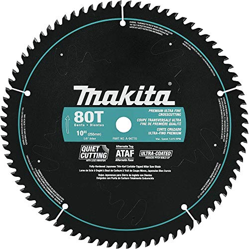 Makita A-94770 10-Inch 80 Tooth Ultra Coated Mitersaw Blade , Black