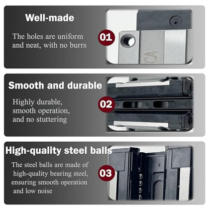 2Pcs HGW15CC Bearing Blocks, 15mm HG15 Linear Motion Ball Bearing Carriage Slider Sliding CC Blocks for Square Linear Slide Guide Guideway Rail HGW15 as CNC Kit Part Replacement - size: HGW15CC