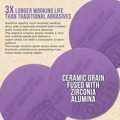 Dura-Gold Premium 600 Grit 3" Purple Film Ceramic Sanding Discs, Box of 30 - style: 600 Grit