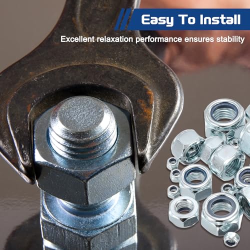 5Pcs 5/8"-18 Nylon Locking Hex Nuts CarbonSteel Blue and White - color: Blue and Whtie, size: 5/8"-18