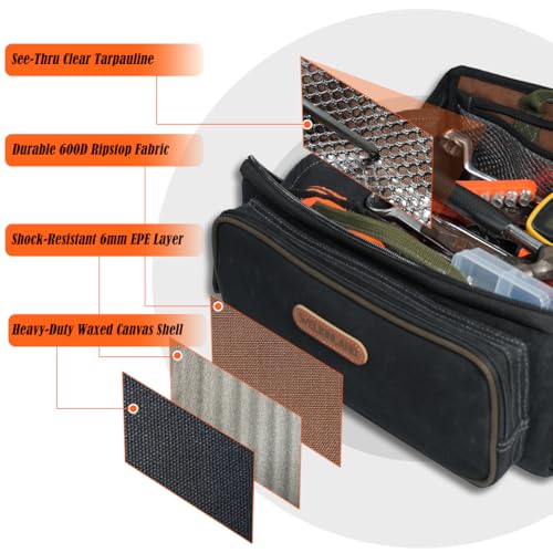 WELKINLAND LayFlat Tool Pouch Organizer, 5-Pocket 13-Inch Small Tool Bag