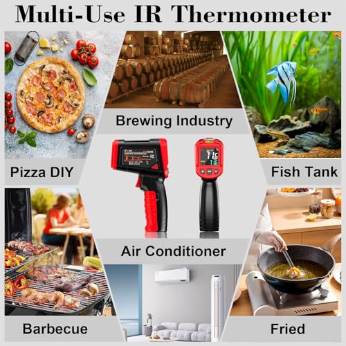 FKM Infrared Thermometer Gun Non Contact Laser Thermometer Gun-58°F~1112°F - color: Red