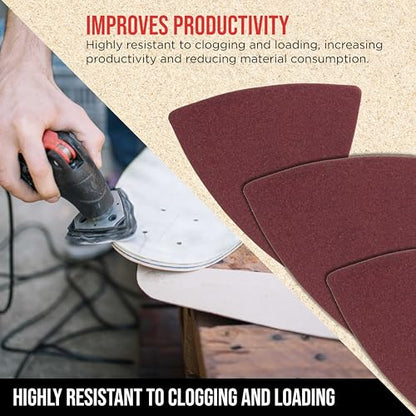 ProductionShop Premium 180 Grit Triangle Mouse Detail Sander Sandpaper Sheets, Box of 45 - Hook & Loop, Triangular Shaped Mouse Disc Pads - Oscillating Multi-Tools - Woodworking, Sand Furniture Paint - style: 180 Grit