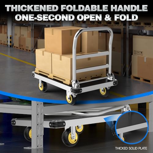 2500 lb Extra Large Platform Truck, 44" x 28" Foldable Flatbed Cart - size: 44" x 28"
