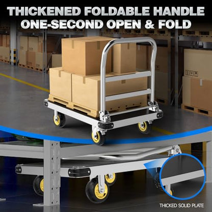 2500 lb Extra Large Platform Truck, 44" x 28" Foldable Flatbed Cart - size: 44" x 28"