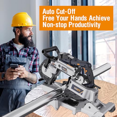 MAXXT 2-in-1 Band Saw with Table Saw Base, 10A 5-Inch Deep Cut Portable Band Saw, Lightweight Aluminum Body, Variable Speed, Handheld Multi-Purpose Portable Saw with Rolling Base for Metal & Wood - color: Bandsaw With Table Saw
