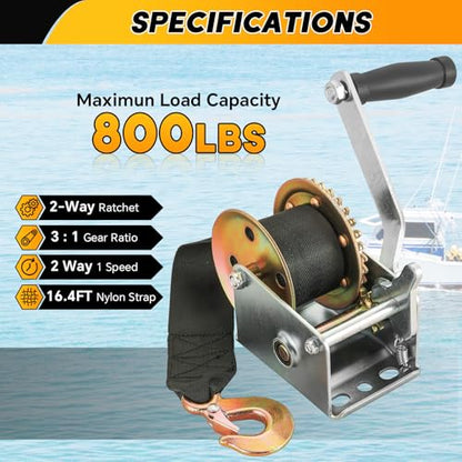 Hand Winch Boat Trailer Winch 800LBS