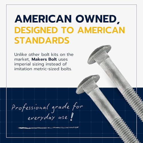 3/8" x 9" (50 Pack) Galvanized Carriage Bolt Kit, Grade 307A, Hot Dip Galvanized for Exterior Use by Makers Bolt - size: 3/8 x 9