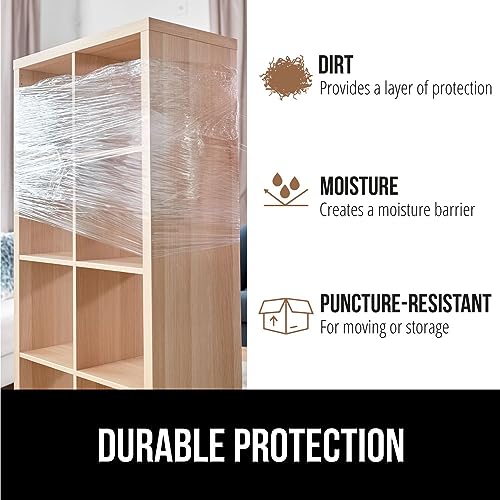 GORILLA GRIP Stretch Film Shrink Wrap for Moving, 1200'x17" Roll - size: 17" - 1200 FT Roll