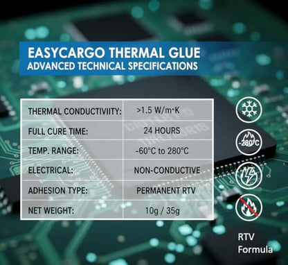 Easycargo 10g Thermal Glue, Silicone Thermal Conductive Adhesive for GPU VRM VRAM LED Heatsink IC Chips, Non-Conductive Permanent Bonding for MOSFET Transistors 3D Printer PCB TEC1-12706 Peltier RTV