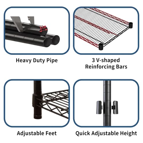 Garvee 2600LBS 4-Tier Storage Shelves Heavy Duty, Adjustable Metal Shelving - size: 55"Wx17.7"Dx63"H(4-Tiers)