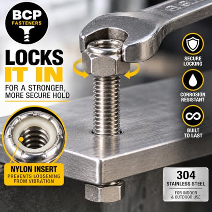 BCP Fasteners 1/4-20 Stainless Steel Nylon Insert Hex Lock Nuts, 50 Pack - size: 1/4-20 (50)