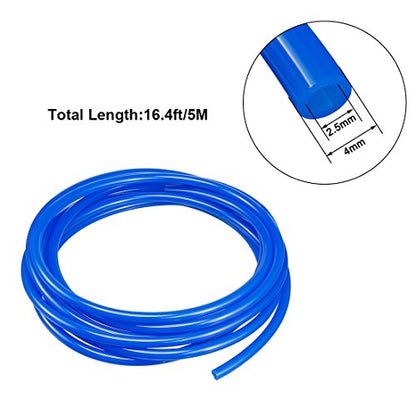 uxcell Pneumatic Air Tubing, 4mm ODx2.5mm ID 5 Meter 16ft PU Polyurethane Air Compressor Tube Hose Pipe Blue - color: Blue, size: 4mmX2.5mm