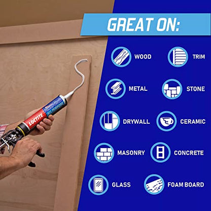 Loctite Power Grab Express All Purpose Construction Adhesive, 9 fl oz Cartridge, 12 Pack - Versatile Construction Glue for Cement, Tile, Wall & More - size: 12 Pack, style: 9 fl oz