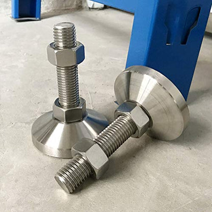 Leveling Screw Leg Heavy Duty Carbon Steel Nickel Plated 4" Adjustable Feet Leveler for Furniture Mechanical Equipment Pack of 2