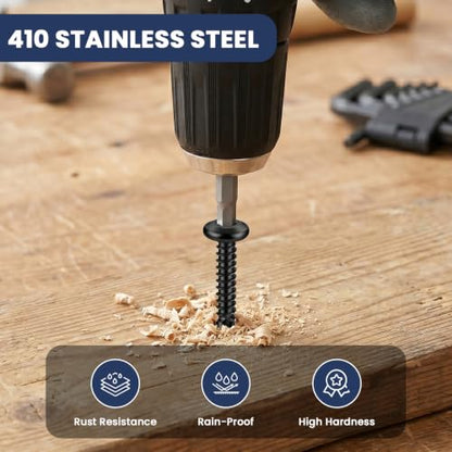 Mellewell #12 x 1-1/2" Flat Head Socket Cap Screws, Black, 100 PCS - color: Black, size: #12 x 1-1/2"