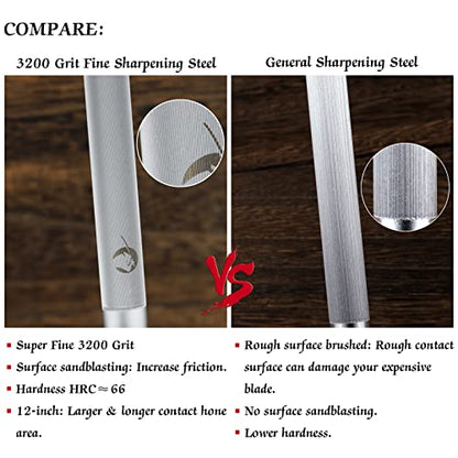 Honing Steel Knife Sharpener Steel Round 12 IN Honing Rod for Kitchen Knife - color: Dark Round 12-IN