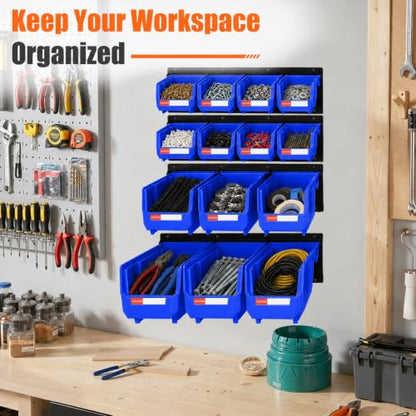14pc Wall-Mounted Organizer V1 V2 V3 Master Combo Set Blue - color: Blue, size: V1-8Bins&V2-3Bins&V3-3Bins&4Rails