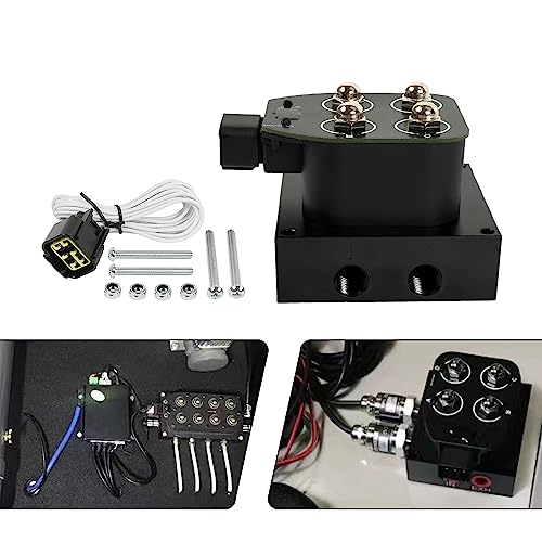1/4" NPT 12V 2 Corner Block Manifold Solenoid Valve for Air Bag Suspension Systems, 0-300Psi Pressure Rating, Fast Response Time, Heavy-Duty, Universal Fit for Auto & Motorcycle, Aluminum - size: 4 valves