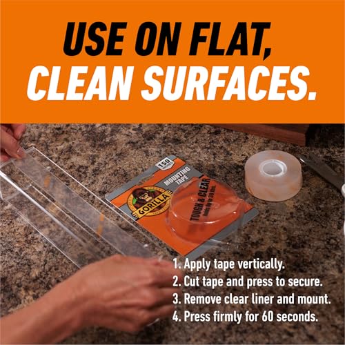 Gorilla Tough & Clear Double Sided Mounting Tape, Clear Tape, 1" x 150" (Pack of 12) - Weatherproof for Indoor or Outdoor - size: 12 - Pack