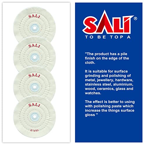 SALI 4 Pack Polishing Wheel for Bench Grinder Buffing Wheel 6 inch White Cotton (50 Ply) for Buffer Polisher Medium Polish Pad 1/2'' Arbor Hole - style: fine