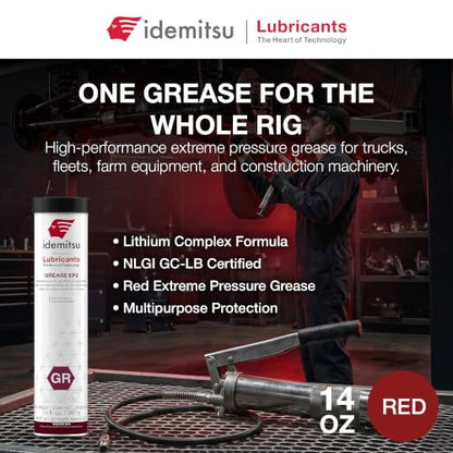 Idemitsu EP2 Red All Purpose Grease NLGI 2 – 14 oz Cartridge, 5 Pack - size: 5 Pack